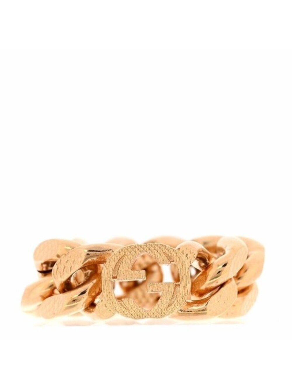 NEW GUCCI Metal Interlocking Interlocking Gourmette Chain Ring Sz S 52 6 Gold